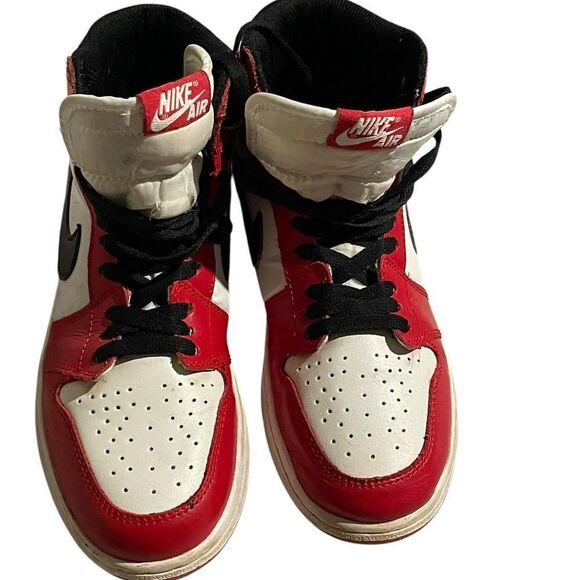 Nike Air Jordan size 7Y Red and White Air Sneakers includes crease guard - Picture 1 of 5
